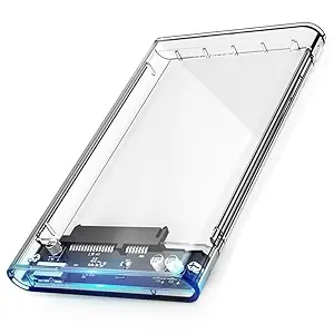 CARE CASE External Portable USB 3.0 to SATA Transparent Hard Drive Enclosure for 2.5 Inch SATA HD(CC-TP-3.0) D/SSD SATA I II III,Tool Free, Transparent