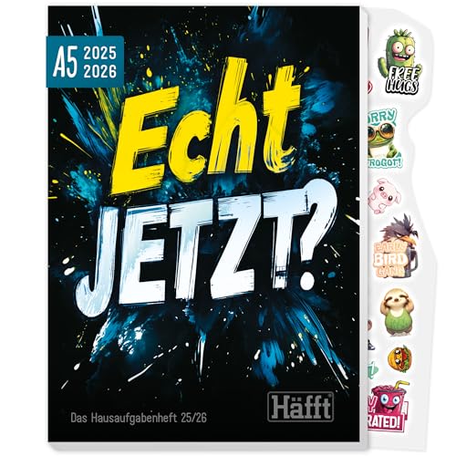 Häfft® Original Hausaufgabenheft 2025/2026 A5 'Echt jetzt' ultimativer Schülerkalender, Schülerplaner - nachhaltig & klimafreundlich