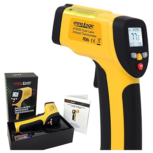 ennoLogic Temperature Gun (NOT for Body Temperature) - Dual Laser Non-Contact Infrared Thermometer -58°F to 1202°F - NIST Option Available - Accurate Digital Surface IR Thermometer eT650D