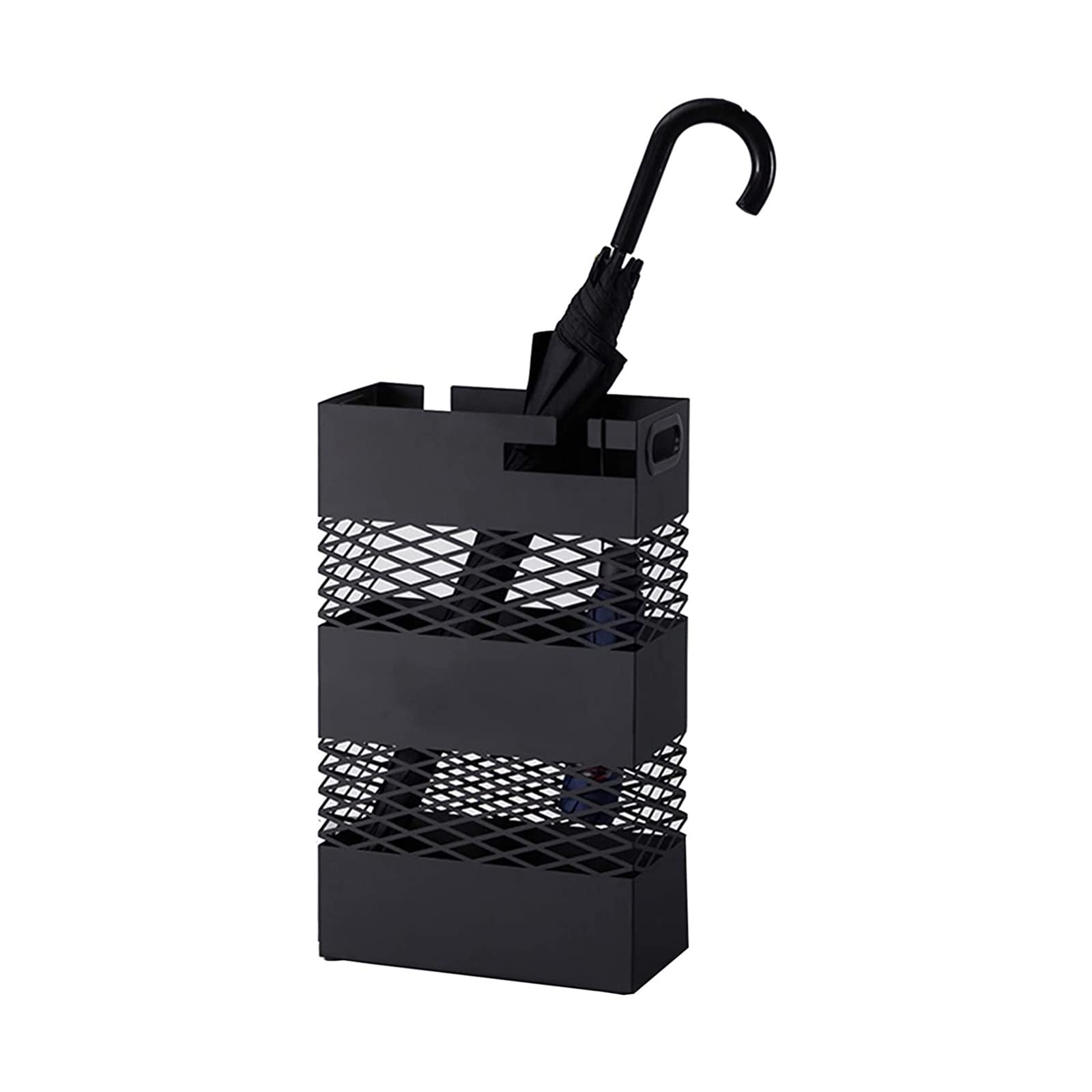 Porte-parapluie en métal anti-flaque d'eau avec bac collecteur autonome noir