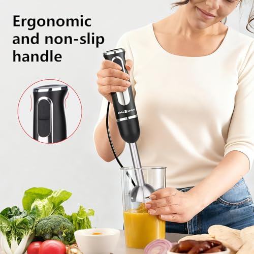Image of Liebe&Lecker Immersion Hand Blender 300W Handheld Electric Stick Blender | 2 Speed Stainless Steel Handheld Blender, Small Soup Blender Smoothie Maker, Zero BPA Food Processor Kitchen Appliances