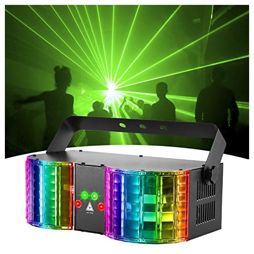 DJ Lights, BSYUN 15 Modes RGBW LED 3 in 1 DJ Disco Party Lights Sound Activated Stage Lights Controlled by DMX 512 & Remote for Home Party Club Rave Event - Upgraded