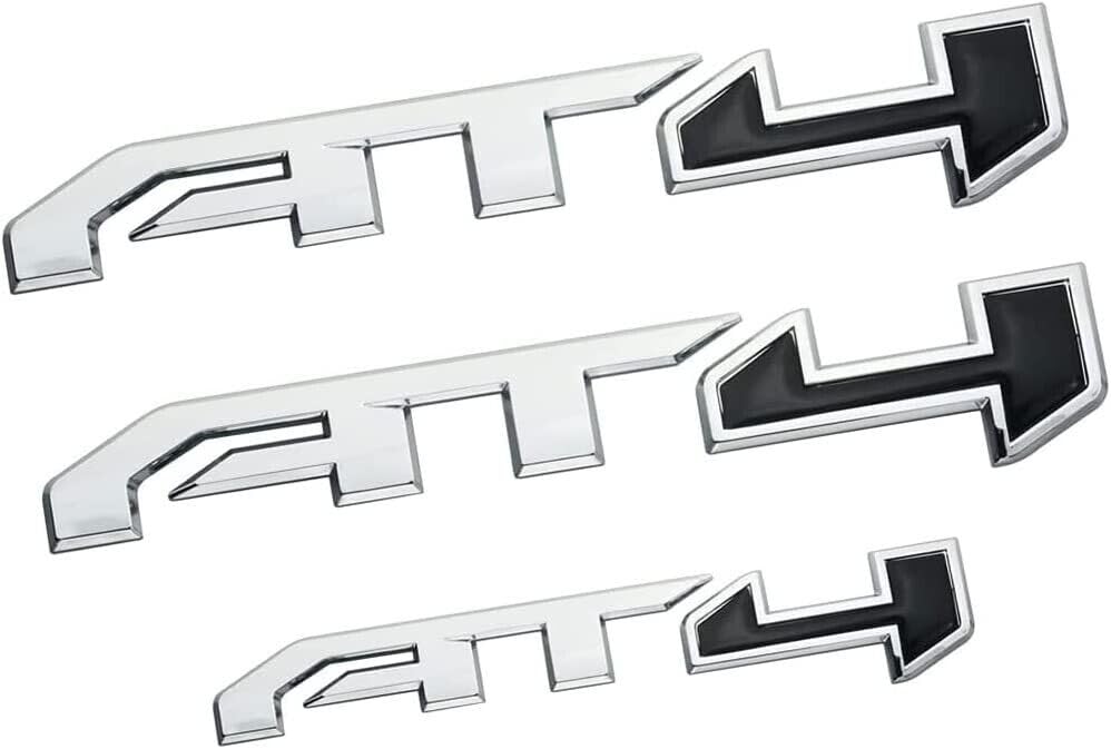 Image of 3Pcs AT4 Emblems Sierra 3D Side Door Rear Tailgate Badge NamePlate Decal with Strong Adhesive 85002068 Replacement for 2019-2023 Canyon Sierra 1500 2500HD 3500HD (Chrome Black)