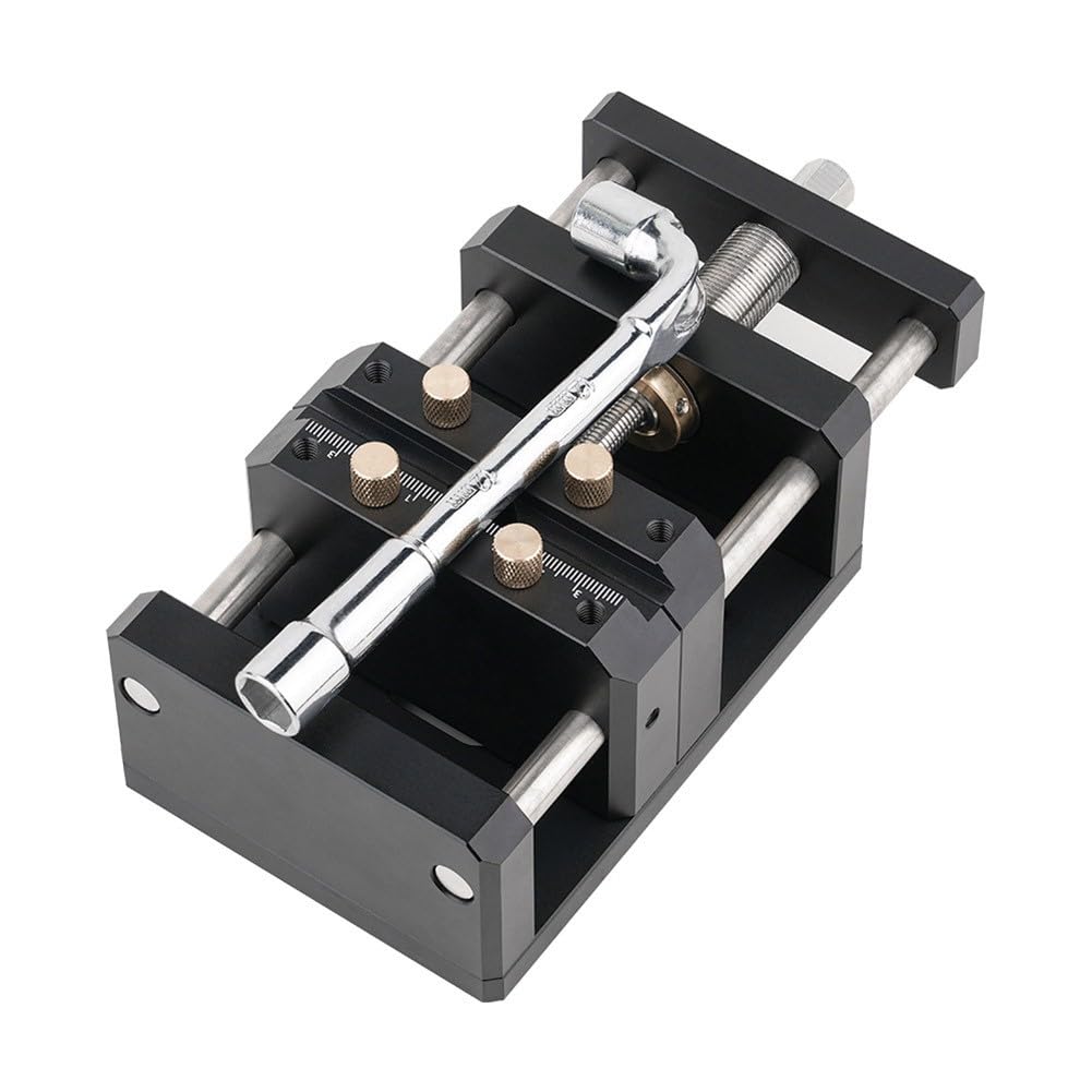 Morsa autocentrante per lavorazione del legno, per serraggio in lega di alluminio CNC con scanalatura a V per calcio rotondo/quadrato, capacità ganascia 10-65 mm, nera (200 x 100 x 70 mm)