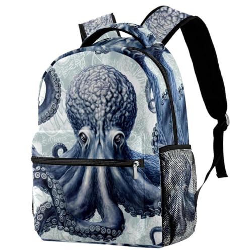 Sac à dos voyage pieuvre gris pour sorties scolaires