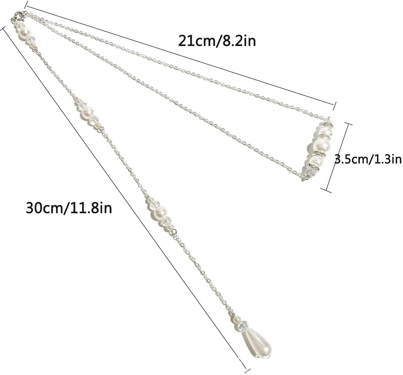 Pearl Backdrop Necklace for Backless Dress Back Necklace Wedding Bridal Backdrop Dainty Chain Body Jewelry (Silver) - Image 4