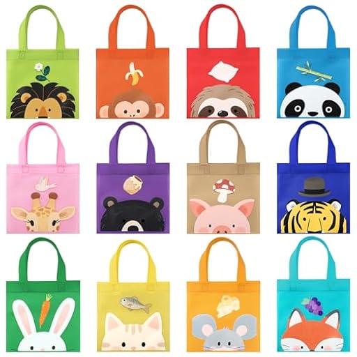 12 Piezas Animales Del Bosque Bolsa Tela Tote Bag Tela Regalo Cumpleaños Niños Lindos Estampados De Animales Adecuado Para Compras Escuela Vida Diaria Bolsos De Animale La Selva | Ya disponible en tu tienda friki favorita! En mundofriki.es!