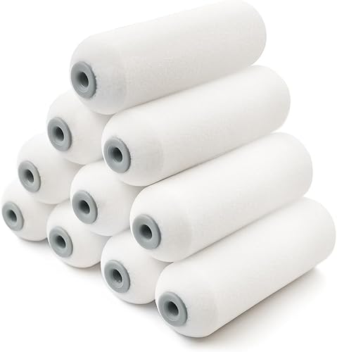 ROLLINGDOG Rodillo de pintura de espuma, rodillo de espuma de 4 pulgadas, cubiertas de rodillo de pintura pequeñas para pintar paredes o muebles
