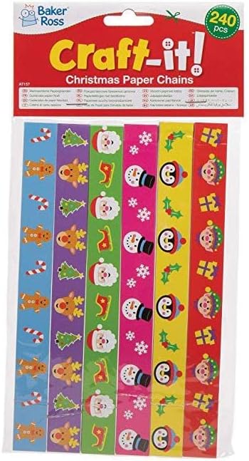Miniatura 2 de Baker Ross AT157 Cadenas de papel de Navidad  Paquete de 240, artes y manualidades festivas para niños, surtido