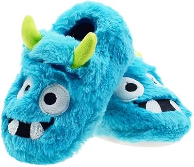 Boys Comfort Fluffy Scary Monster Indoor House Cartoon Slippers with Hard Solesize Little Kid 13 US...