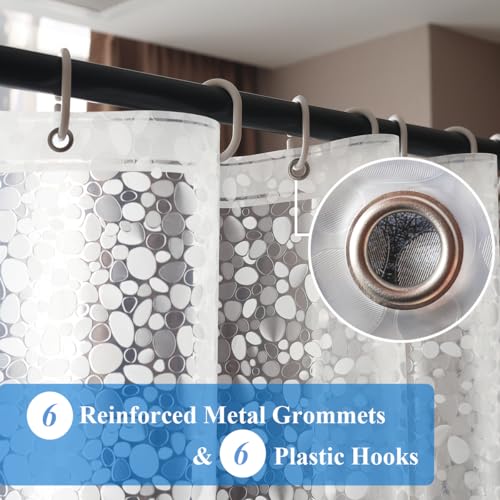 Image of Shower Curtain Liner 36x72 Inch, 3D EVA Translucent Heavy Duty Plastic Shower Curtain Sets for Bathroom, Pebble Print, Vinyl, Stall Size