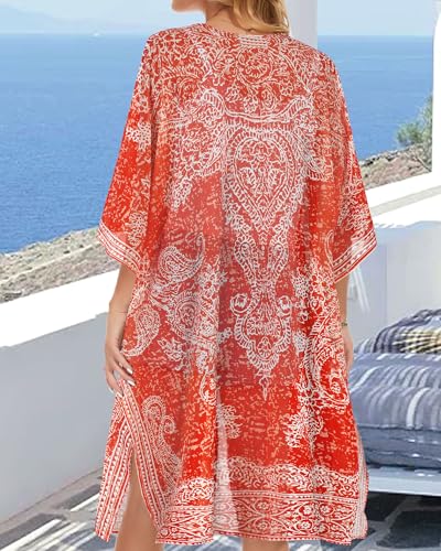 Image of Women's Kimono Beach Cover up for Summer Bathing Suits Cardigans Casual Loose Swimwear 2026