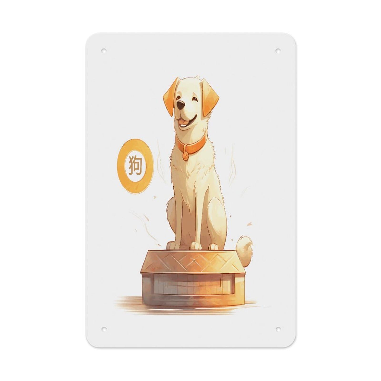 Btcowzrv Style Zodiac Sign Dog Metal Tin Sign Wall Decor Hanging Plaque