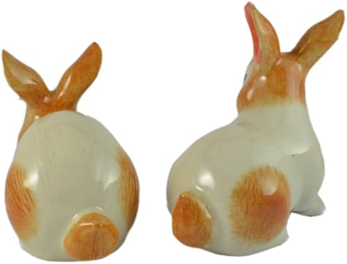Miniatura 3 de Blanco y marrón conejo sal pimientos conjunto estatuilla de cerámica decoración del hogar mesa de comedor