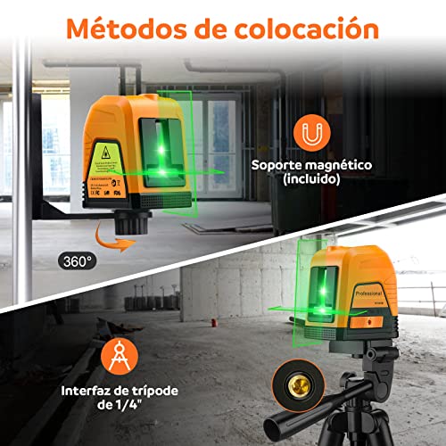 Laser Level Self Leveling, [Dual Laser Module] Chilead 100Ft Green Cross Line Nivel Laser, Rechargable Lazer Level Tool For Picture Hanging Wall Floor Tile Construction With 360° Magnetic Base& Pouch #TOP4