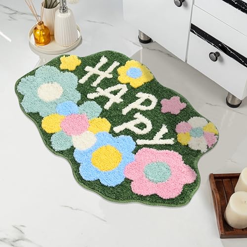 Image of Saral Home Microfiber Bath Mat 38x60 cm | Ultra Soft, Super Absorbent & Anti-Skid | Quick Dry Non Slip Door Mat for Bathroom, Kitchen, Bedroom & Entrance | Green (Pack of 1)