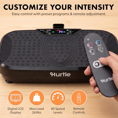 Image of Hurtle Fitness Vibration Platform Machine - Home Gym Whole Body Shaker Exercise Machine Workout Trainer Fast Weight Loss w /Resistance Bands Easy Carry Wheel Remote Adjustable Speed