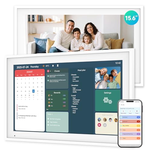 Calendrier numérique tactile 39,6 cm pour une organisation familiale et planification de repas