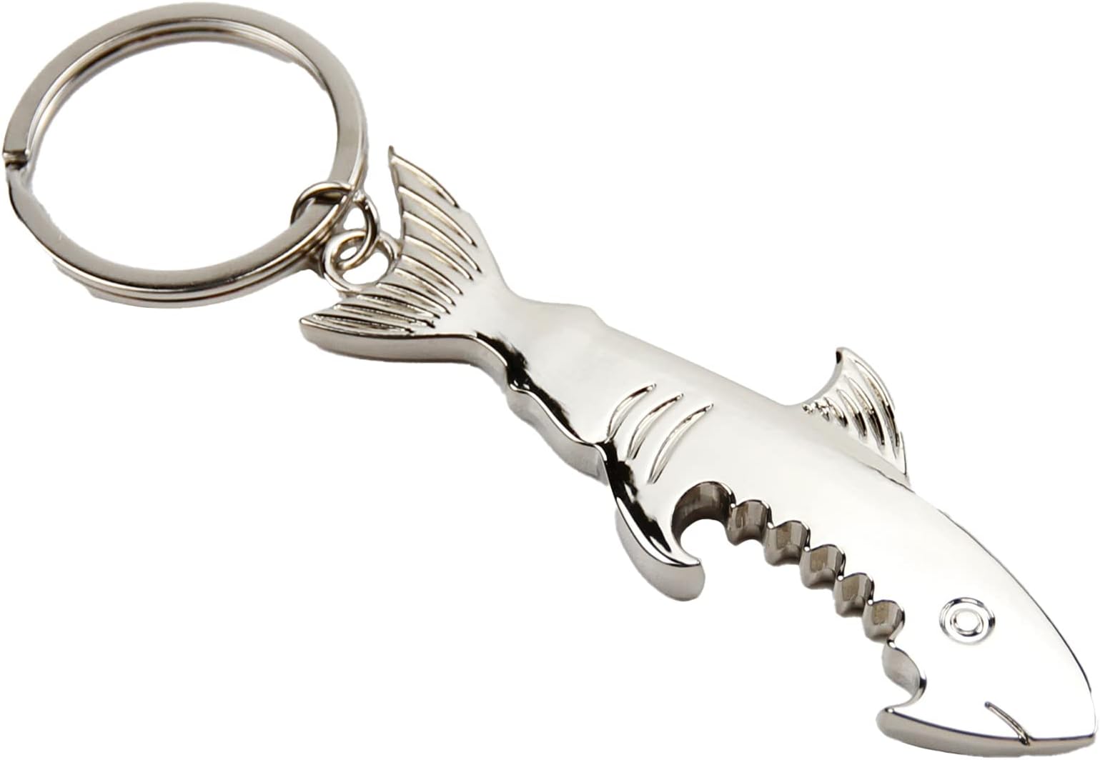 TOPASION Creative Metal Corkscrew Shark Beer Bottle Opener Keychain Pendant