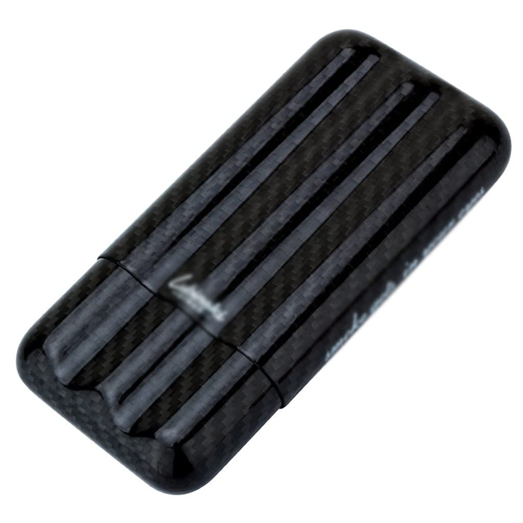 Scatola per sigari Humidor Porta sigari Portatile Humidor Tubo per sigari da Viaggio a 3 Dita Porta sigari in Fibra di Carbonio Set Regalo per sigari 15X7X3Cm