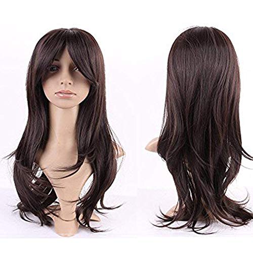 Pelucas Largas Mujer con Flequillo Pelo Natural Rizado Fibras Sintéticas Kanekalon Resistente...