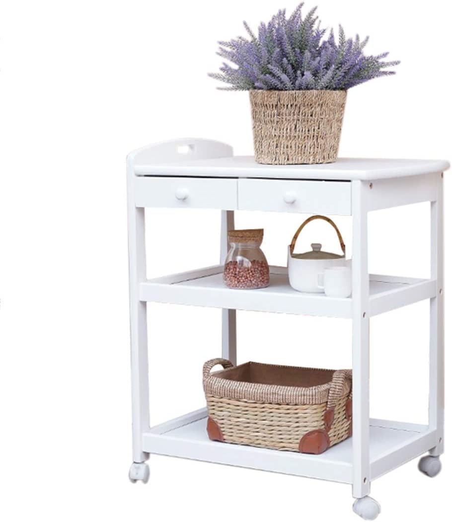TKJfdTY Rotatable Storage Kitchen Trolley,Serving Bar Cart Storage Trolley,Storage Trolley,Bar Trolleys On Wheels,With 3 Shelves For Living Room,Bathroom, Coffee Colour,White