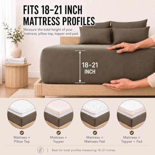 Image of CozyLux 6-Piece Queen Sheet Set, Fits 18-21 Inch Mattresses, Oeko-TEX