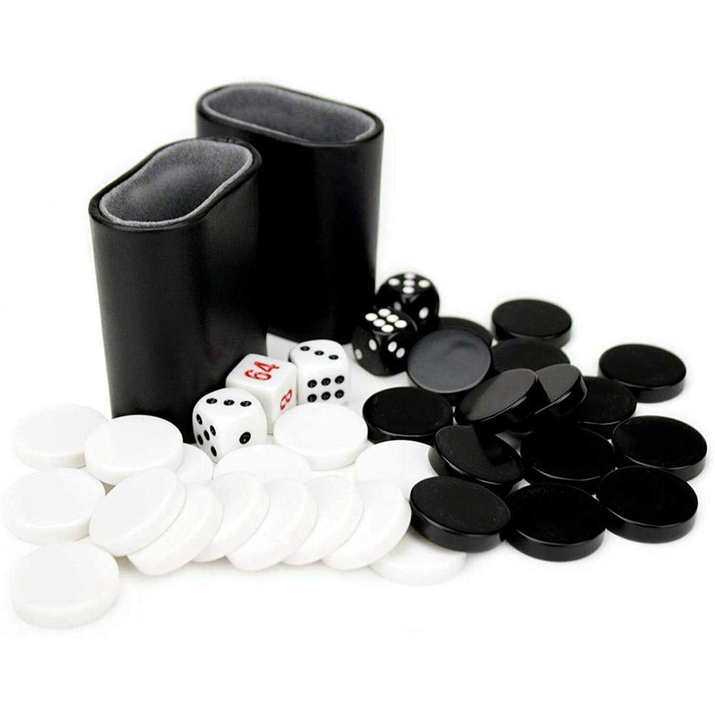Hidyliu Juego de Backgammon Plegable para Diversión en Viajes, Juego de Mesa Clásico para Todas Las Edades, Construcción Duradera de Cuero PU, 38x23x5cm (Negro)