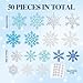 Winter Snowflake Cutouts Glitter Paper Decorations - 50Pcs Blue and Silver Double-Side Christmas Cutouts for Holiday Winter Wonderland Bulletin Board, Frozen Party Decor