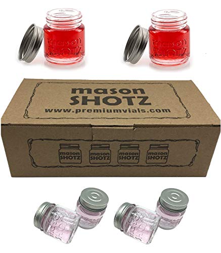 Premium Vials Mason Jar Shot Glasses with Lids (Set of 8) – Mason Jar 2 Ounce Shot Glasses w/Leak-Proof Lids - Great For Shots, Drinks, Favors, Candles And Crafts