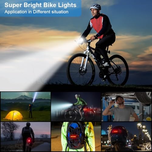 URAQT 12LED Luz Bicicleta Delantera y Trasera, Luces Bici Recargable Impermeable IP65, 1800mAh 9500Lumen Luz Bici, 6+5 Modos Luz Delantera Bicicleta con Zumbador para Ciclismo de Montaña y Carretera - imagen 7