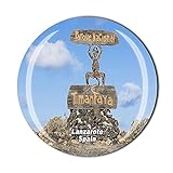 España 3D Lanzarote Refrigerador Imán de Cristal Imán de Cristal de Cristal Turista Recorrido Colección de Recuerdo Regalo Etiqueta Magnética Decoración de la Cocina del Hogar