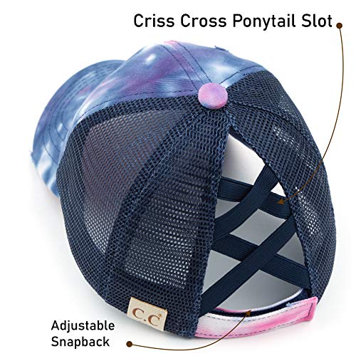 C.C Kids Criss-Cross Elastic Band Ponytail Caps Messy Buns Trucker Plain Baseball Cap (KIDS-BT-791)3
