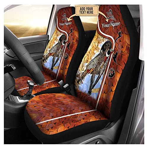 456 2Pcs Housse De Siege Voiture Faisan De Chasse Aux Animaux Drôle avec Chien Couverture De Siège De Voiture Universel Housse De Sieges Auto pour Homme Femme Cadeau