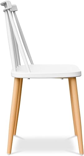Miniatura 6 de Sillas de comedor de plástico de mediados de siglo de 18 pulgadas en blanco (juego de 4)