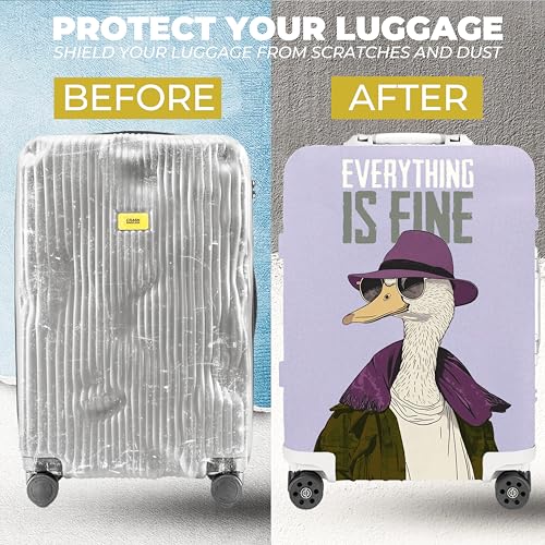 Image of WanderWraps Spendex Polyester Protective Luggage Cover | Hard Luggage Trolley Bag Cover | Washable | Dust Proof | Stretchable | L - 28 inch | Dapper-Drake