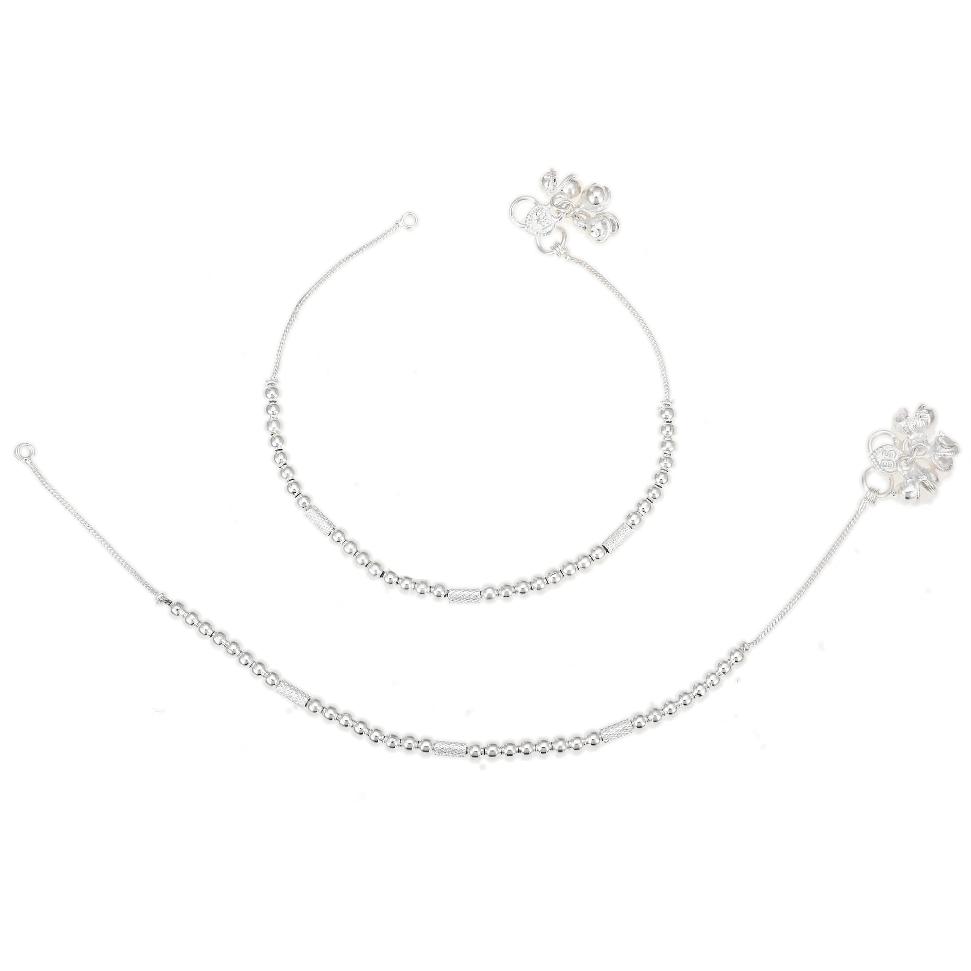 Maalgodam Designer Fancy Beaded foot jewelry Silver Plated Anklet Pajeb Painjan Payal, Leg chain for Women & Girls (B0BP2JB73G) Amazon Price History, Amazon Price Tracker