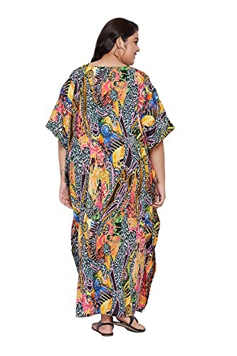 Image of Oussum Women Kaftan Plus Size Polyester Summer Lightweight Caftan Swimsuit Cover Ups Maxi African Mumu Lounge House Dress