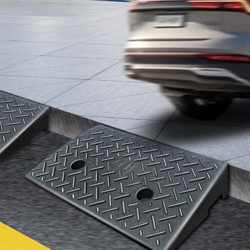 Rampas para entrada de vehículos, rampa antideslizante de caucho resistente para umbral, capacidad de carga de 5 toneladas (11023 libras), para sillas de ruedas, scooters y bordillos (100x50x10 cm) miniatura 2