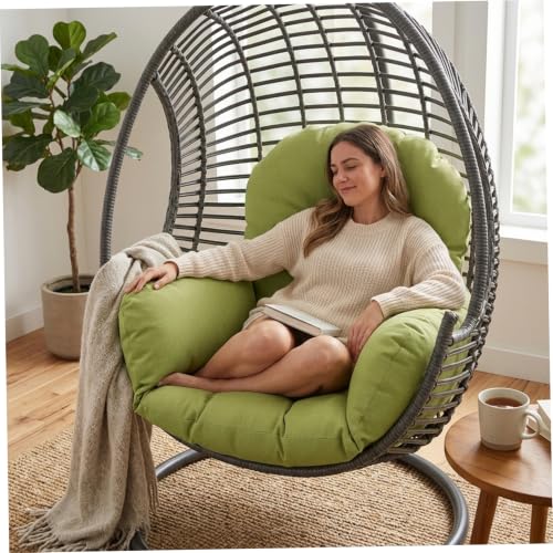 Cojín para silla egg grande de lino de algodón transpirable 8