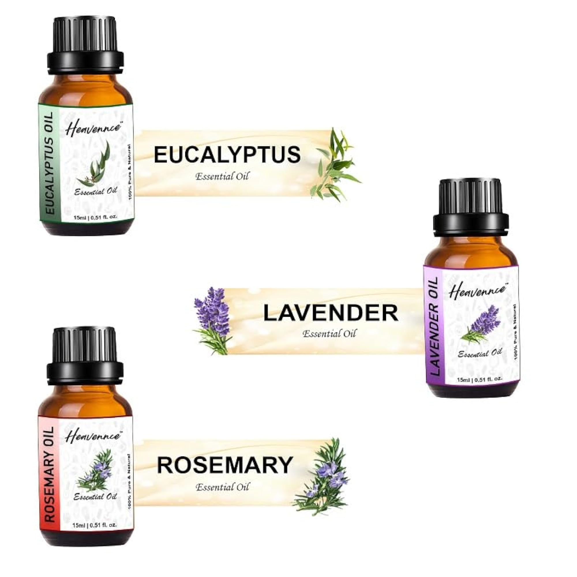Eucalyptus, Lavender, Rosemary Essential Oil Set, Aromatherapy Gift