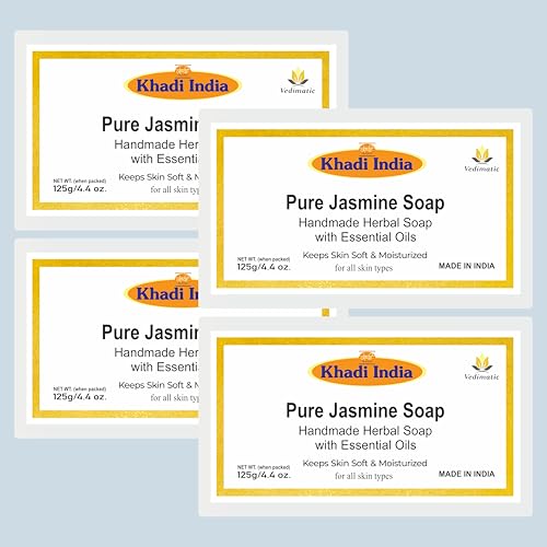 Image of Khadi 100% Pure & Natural Khadi Natural Jasmine Soap, 125g|Herbal Bathing Soap for Healthy Skin Pack of 2