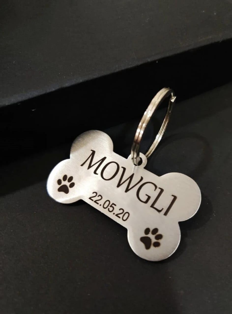 SUBMARINE Umbrella Pet ID Personalized Stainless Steel Engraved Name Tag for Pet Dog, Cat ID Customized Dog Tag Dog Name tag – Bone with Date of Birth ((Size–5cm Length)) (Thickness 1.5mm) (B0D22T4C4M) Amazon Price History, Amazon Price Tracker