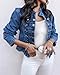 CHICME Denim Jacket for Women Button Up Stand Collar Jeans Jacket Casual Long Sleeve Lightweight Fall Coat-bl-M