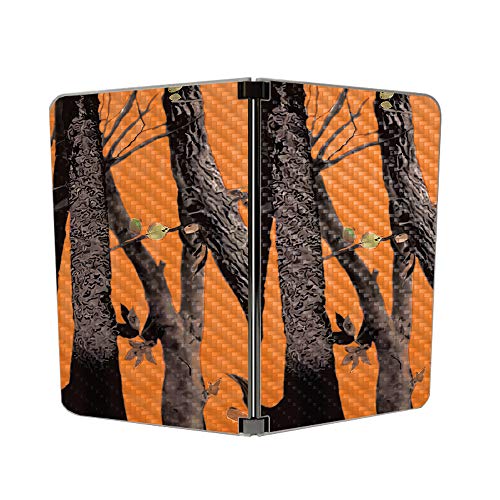 Image of MightySkins Carbon Fiber Skin for Microsoft Surface Duo - Orange Camo | Protective, Durable Textured Carbon Fiber Finish | Easy to Apply, Remove, and Change Styles | Made in The USA