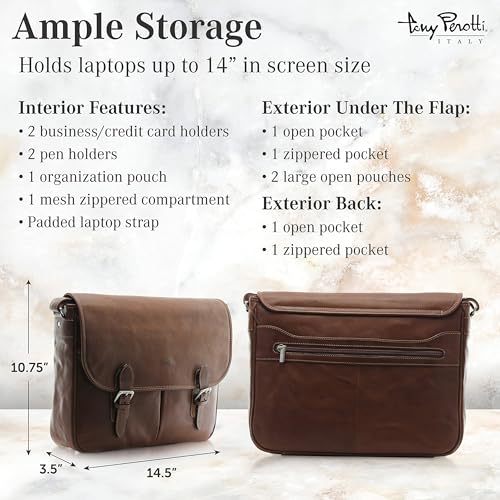 Bolso para portátil de cuero italiano Tony Perotti Lorenzo 14.5" miniatura 3