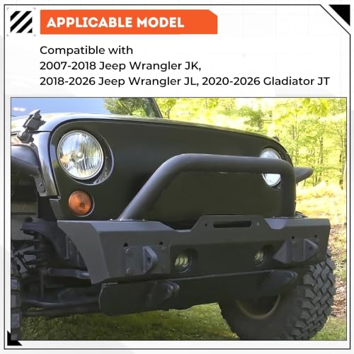 Image of ECOTRIC Front Stubby Bumper Compatible with Wrangler JK JL Gladiator JT