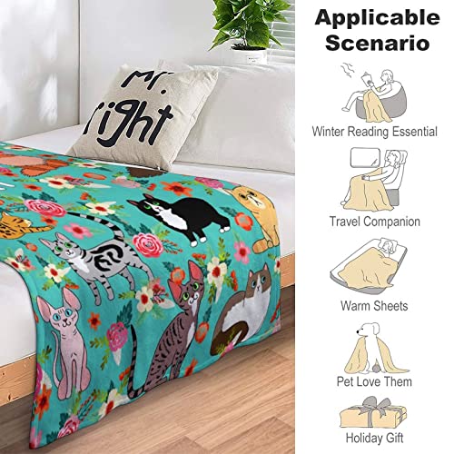 Rumwall Cute Cat Blanket Kawaii Flannel Throw Blanket For Cat Lovers Kids Adults Gifts All Season 50"X40" #TOP5