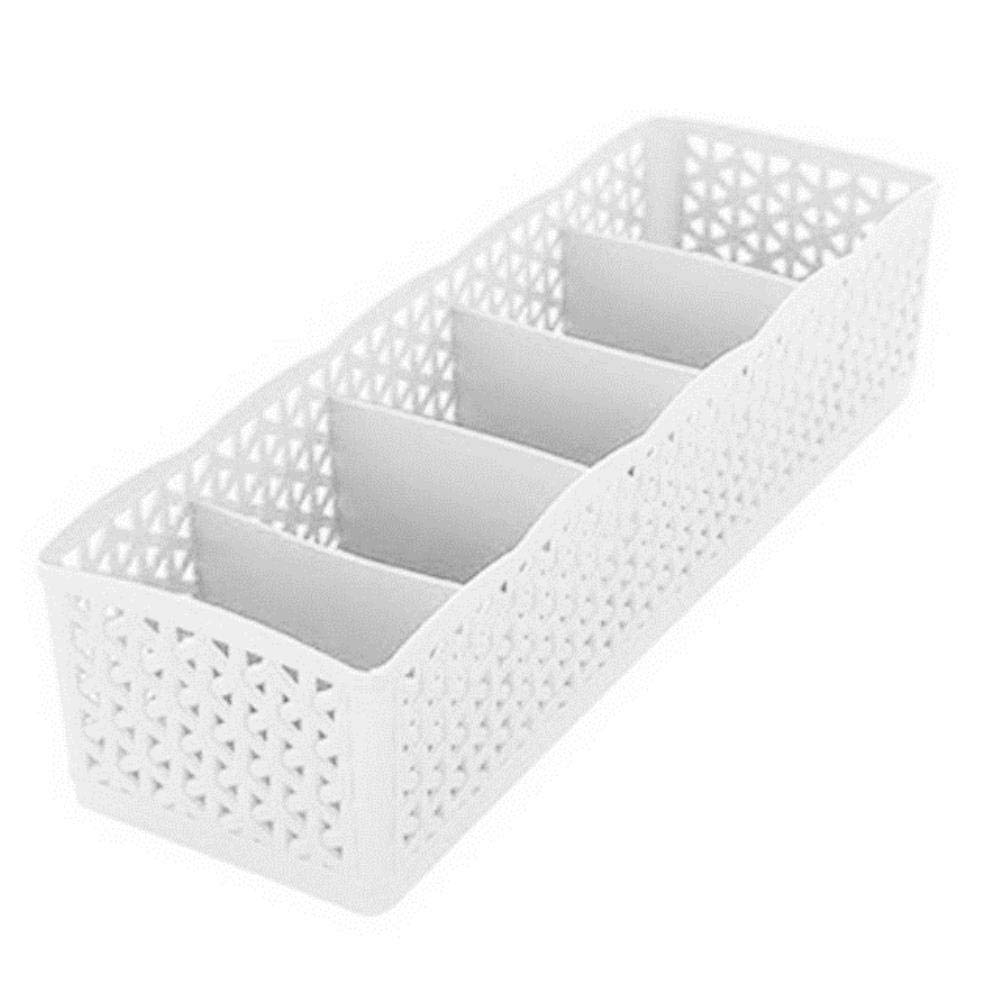 AOM LASPERAL 5 Grids Wardrobe Storage Box Basket Organizer Women Men Socks Bra Underwear Storage Box Plastic Container Organizer,style A White,China