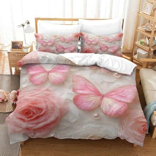 Parure de couette papillon 3D 140x200 microfbre lit simple